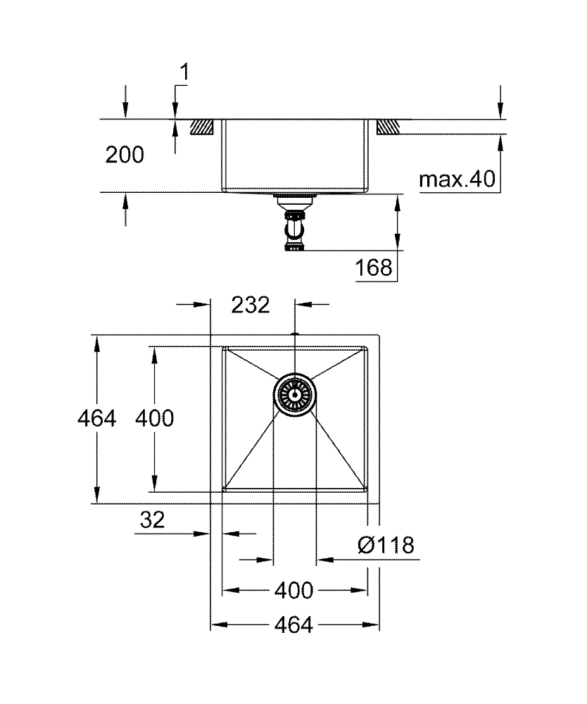 GROHE Мивка от неръждаема стомана с едно корито K700 	31578SD1