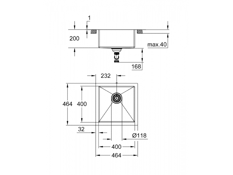 GROHE Мивка от неръждаема стомана с едно корито K700 	31578SD1