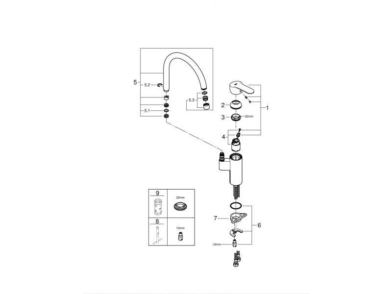 GROHE Кухненски смесител с висок чучур EUROSTYLE COSMOPOLITAN 30221002