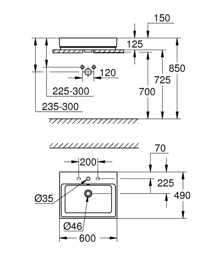 GROHE Умивалник за вграждане в мебел 60 CUBE CERAMIC 3947700H