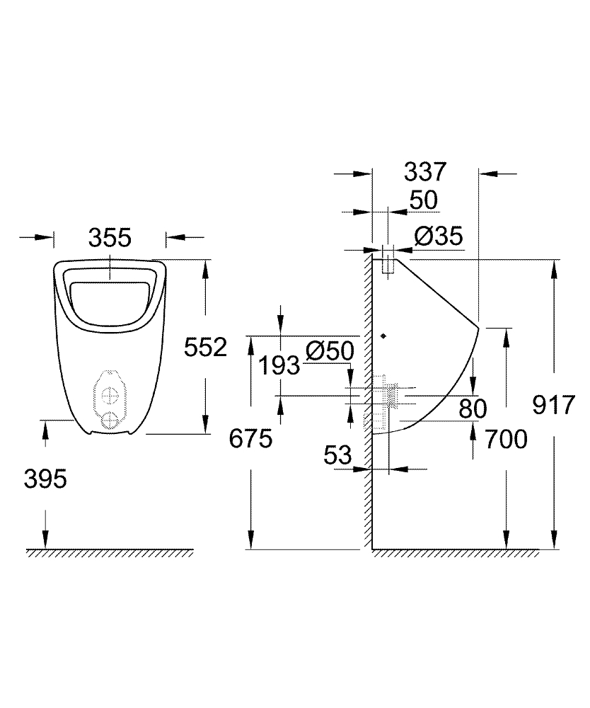GROHE Писоар с горен вход BAU CERAMIC 39439000