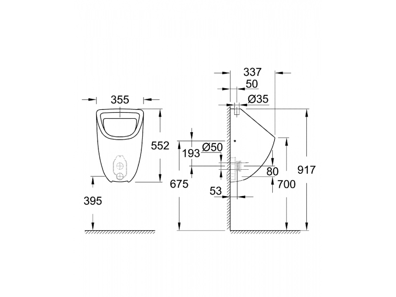 GROHE Писоар с горен вход BAU CERAMIC 39439000