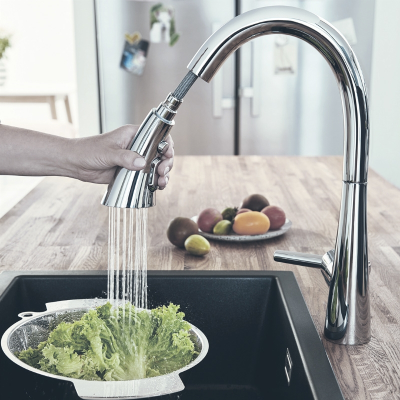 GROHE Кухненски смесител с издърпващ се чучур (висок) с 3 функции 360° завъртане ZEDRA 32294002 