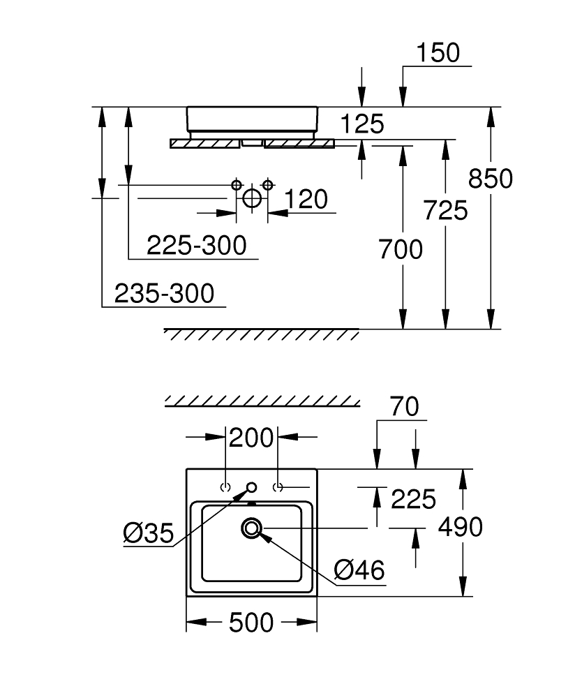 GROHE Умивалник за вграждане в мебел 50 CUBE CERAMIC 3947800H