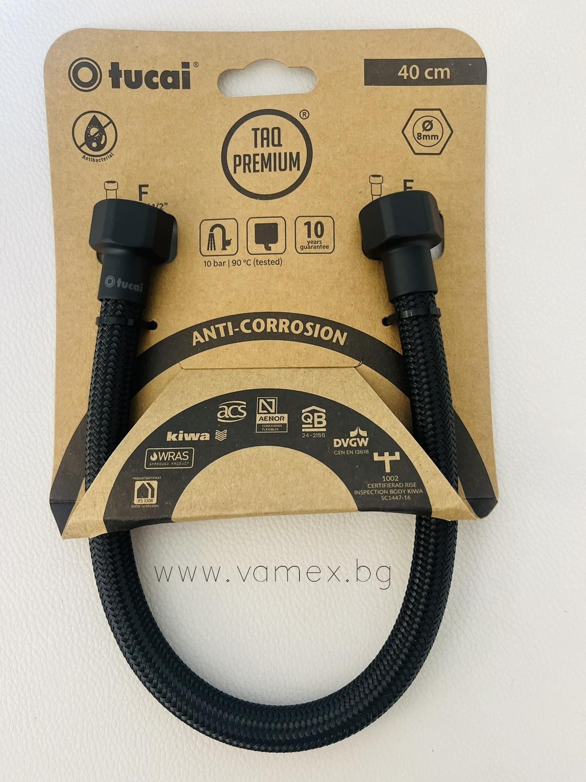 Мека връзка TAQ PREMIUM BLACK  Ж/Ж1/2X1/2 цвят черен с две гайки черен мат 400мм. ф8 209969