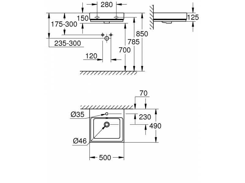 GROHE Умивалник 50 CUBE CERAMIC 3947400H