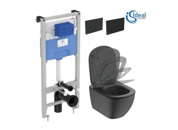 Пакет за баня с тоалетна чиния черен IDEAL STANDARD Tesi RimLS+ R0595V3