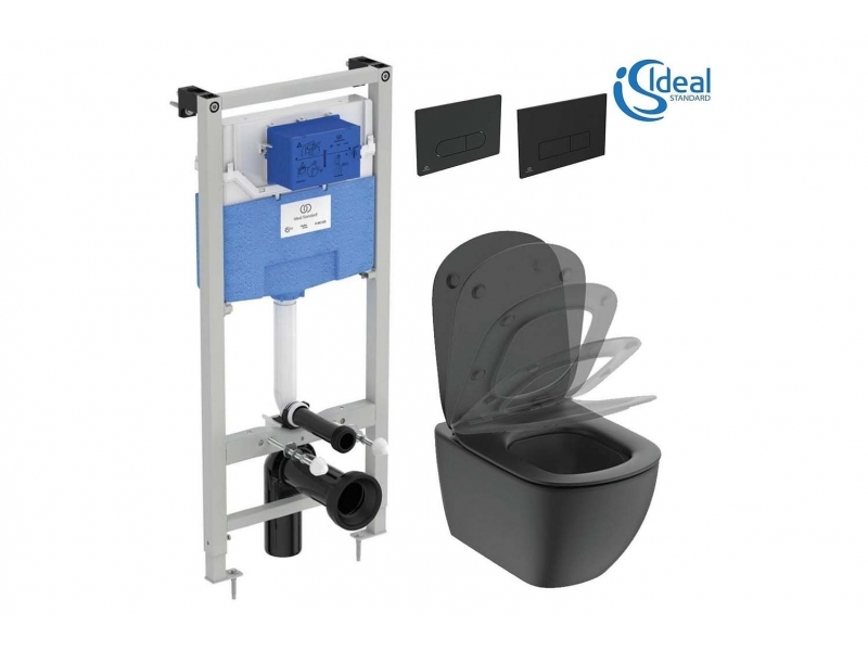 Пакет за баня с тоалетна чиния черен IDEAL STANDARD Tesi RimLS+ R0595V3