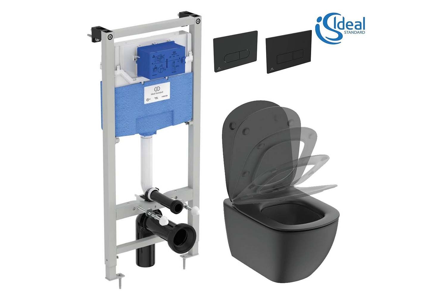 Пакет за баня с тоалетна чиния черен IDEAL STANDARD Tesi RimLS+ R0595V3
