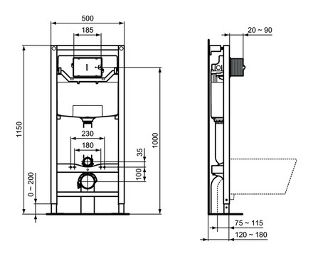 Пакет за баня с тоалетна чиния черен IDEAL STANDARD Tesi RimLS+ R0595V3