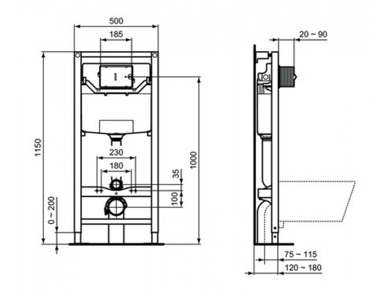 Пакет за баня с тоалетна чиния черен IDEAL STANDARD Tesi RimLS+ R0595V3