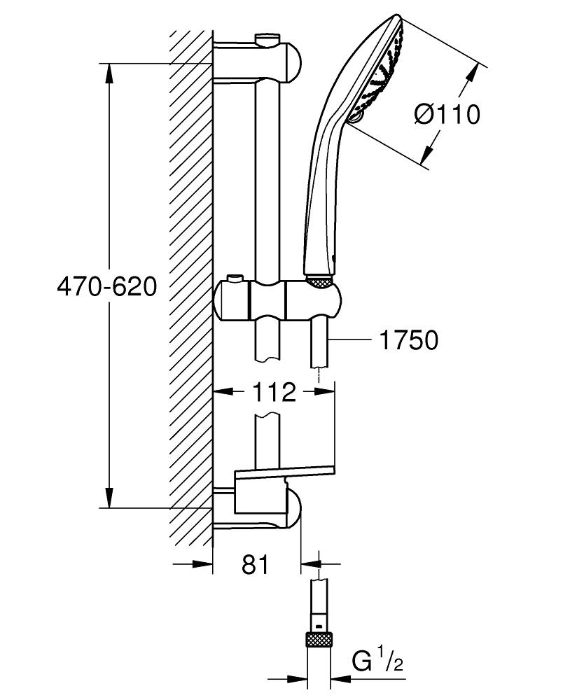 GROHE Душ гарнитура с тръбно окачване 3 струи EUPHORIA 110 MASSAGE 27231001