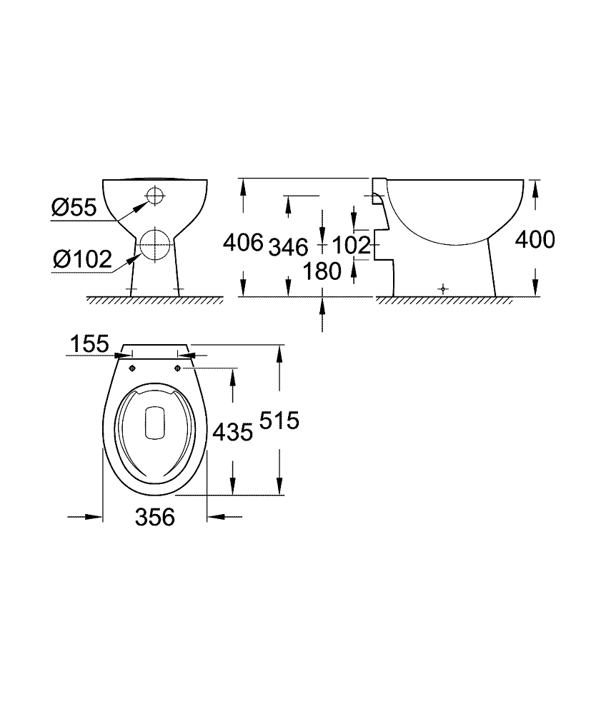 GROHE Стояща тоалетна BAU CERAMIC 39430000