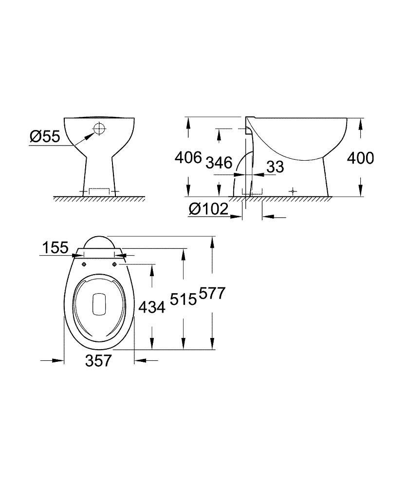 GROHE Стояща тоалетна BAU CERAMIC 39431000