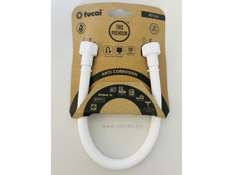 Мека връзка TAQ PREMIUM WHITE Ж/Ж1/2X1/2 цвят бял с две гайки бял мат 400мм. ф8 209972