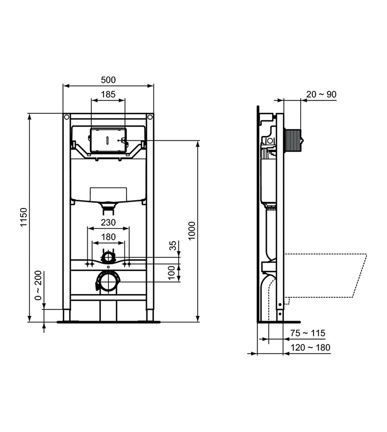 Комплект структура за вграждане + бутон Oleas Ideal Standard ProSys 120P  R027767+R0124AA
