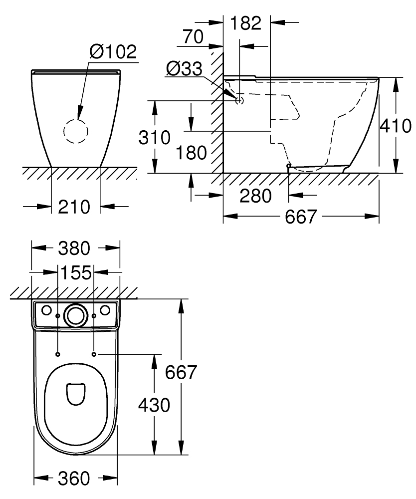 GROHE Свободностояща тоалетна за моноблок ESSENCE 3957200H