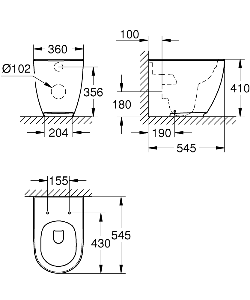 GROHE Стояща тоалетна долепена до стената ESSENCE 3957300H